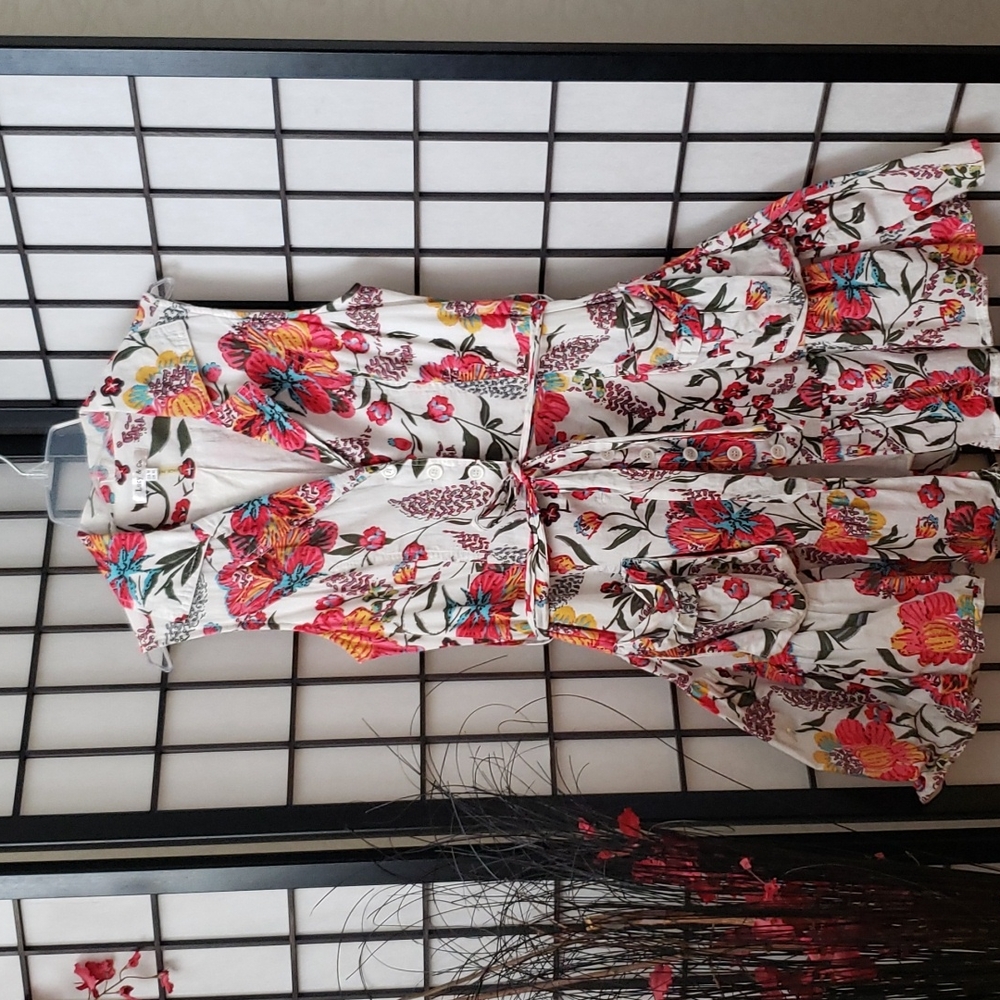Girls cotton floral sleeveless dress